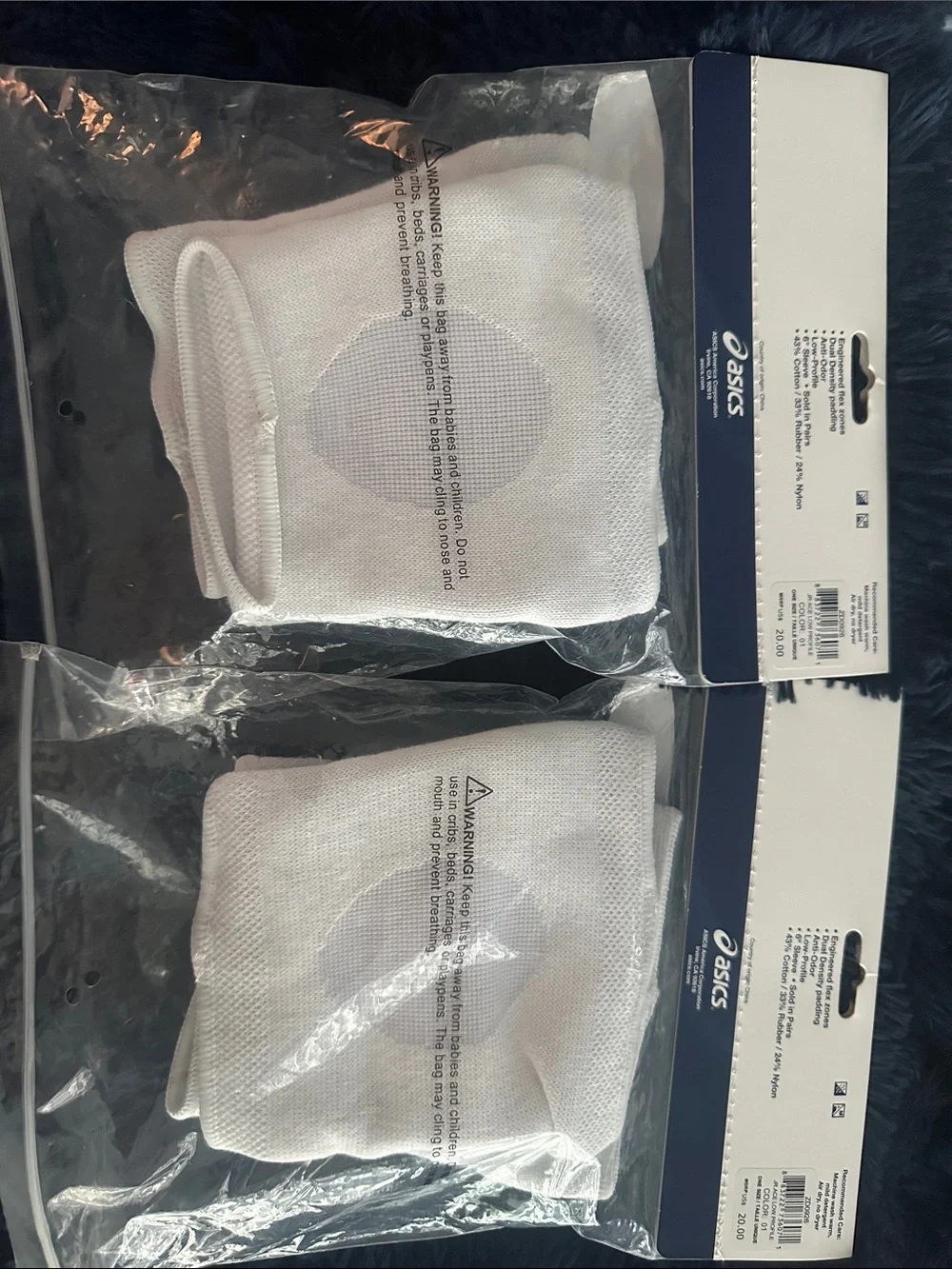 ASICS White JR. Ace Low Profile Youth Volleyball Knee Pads - Pair